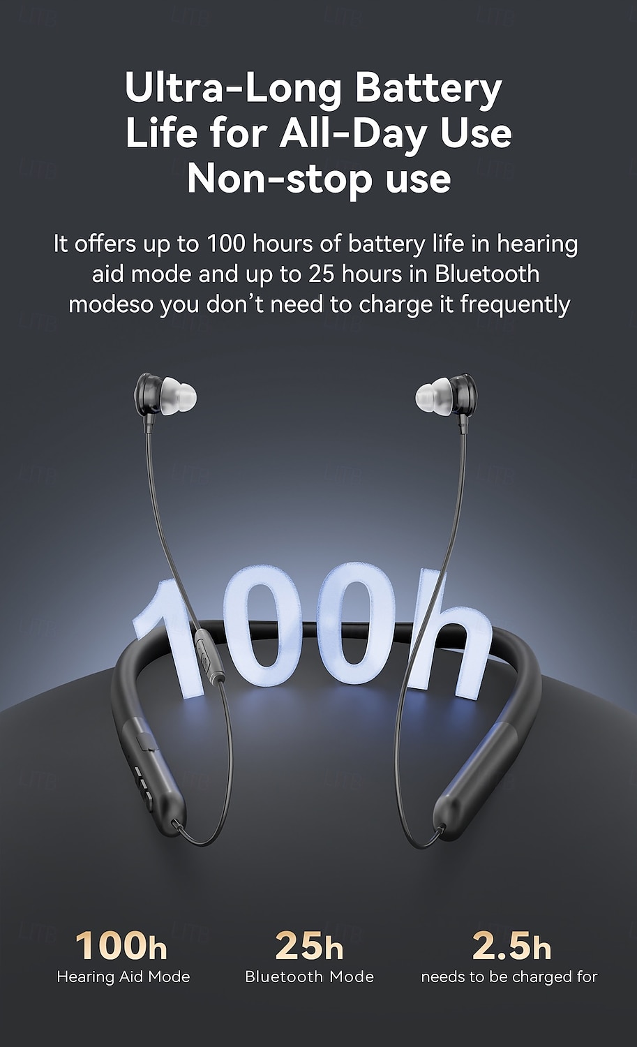 Rechargeable Neckband Hearing Aid Suitable For Seniors And Adults - Hearing Aid Amplifier 80-hour Operating Time Anti-loss Design Clear Audio 2026 - $65.99 –P1