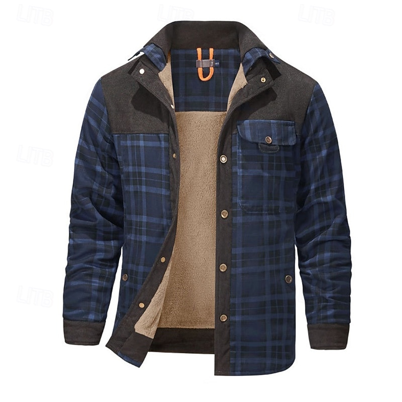 Per uomo Cappotto Invernale Giacca in Pile Giacca Casual Casuale Quotidiano Calore Termico Tasca Bottonato Autunno Inverno Plaid Streetwear Quotidiano Colletto Mao Regolare Rosso Verde scuro Marrone del 2026 a $72.99 –P11