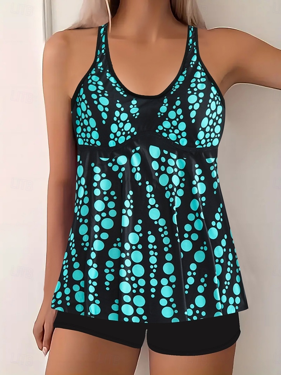 Women's Tankini 2 Piece Swimsuit Palm Boy Leg Tummy Control High Waist Slim Backless Vacation Beach Wear Floral Sunflower V Neck Sleeveless Bathing Suits 2026 - $25.99 –P10