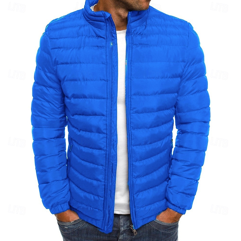 Herren Wintermantel Winterjacke puffer jacket Steppjacke übergangsjacke Klassicher Stil Casual Warm Winter Feste Farbe Hellblau Marineblau Groß Rot Gras-Grün Pufferjacke 2026 - $30.99 –P7