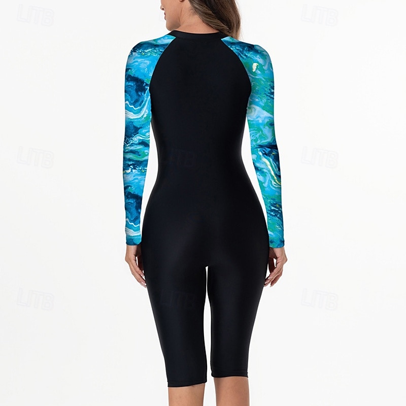 Femmes Maillot Anti UV Maillot de bain Une pièce Graphique Patchwork Protection UV Haute élasticité manche longue Maillot de Bain Surf Plongée Plongée en apnée Été de 2026 ? $30.99 –P6