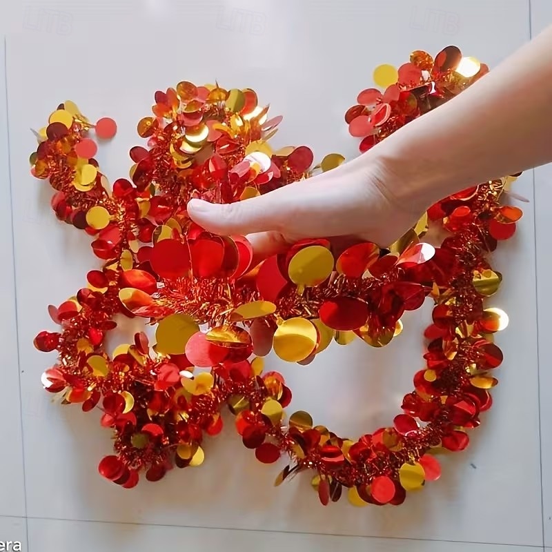 glittergirlander med skinnende paljetter – festlige båndslynger til festdekorasjon, bryllup, bursdag, høytid og juletredekor, glitrende hengende girlander til hjemmet &styling av arrangementer 2026 - $9.99 –P10