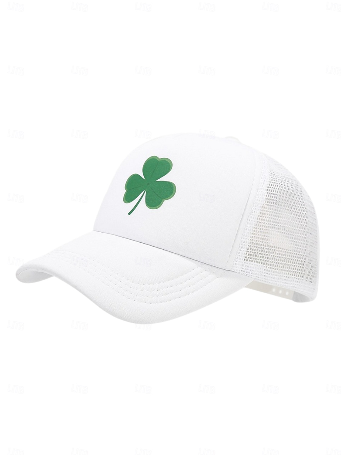miesten vihreä Pyhän Patrickin päivän paita &valkoinen verkkohattu apilanlehden koristeella – tyylikäs lippis juhlallisiin tilaisuuksiin 2026 - $14.99 –P12