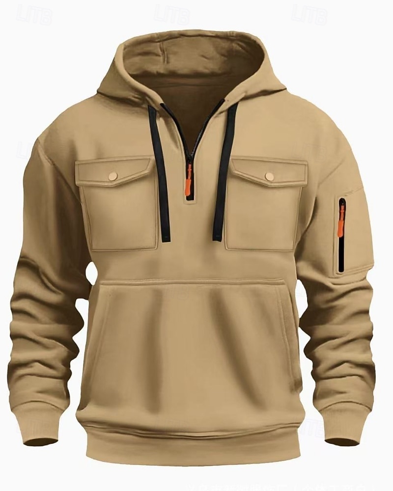 Per uomo Felpa con cappuccio Felpa con cappuccio e zip Felpa con cappuccio e zip corta Nero Verde militare Blu marino Cachi Grigio chiaro Con Cappuccio Semplice Tasca Quotidiano Sport & Outdoor Ferie del 2026 a $28.99 –P5