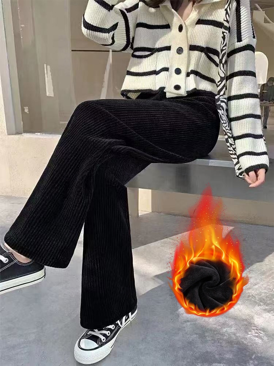 Femmes Taille Asiatique Chinos Pantalons Pyjamas Droit Occasionnel Plus de velours Longueur complète Taille hautePantsHalloween Noël Saint Valentin Couleur Unie Taille Élastique Chaud Toison Chaud de 2026 ? $27.99 –P1