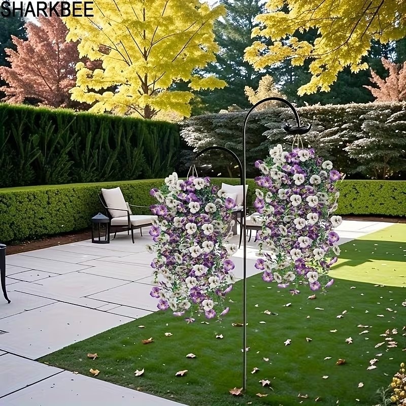 4 svazky závěsných umělých macešek, venkovní umělá květinová dekorace, UV odolné realistické umělé květiny pro venkovní zahradu, verandu, balkon, interiér domu a svatební dekorace 2026 - QAR 78.06 –P8