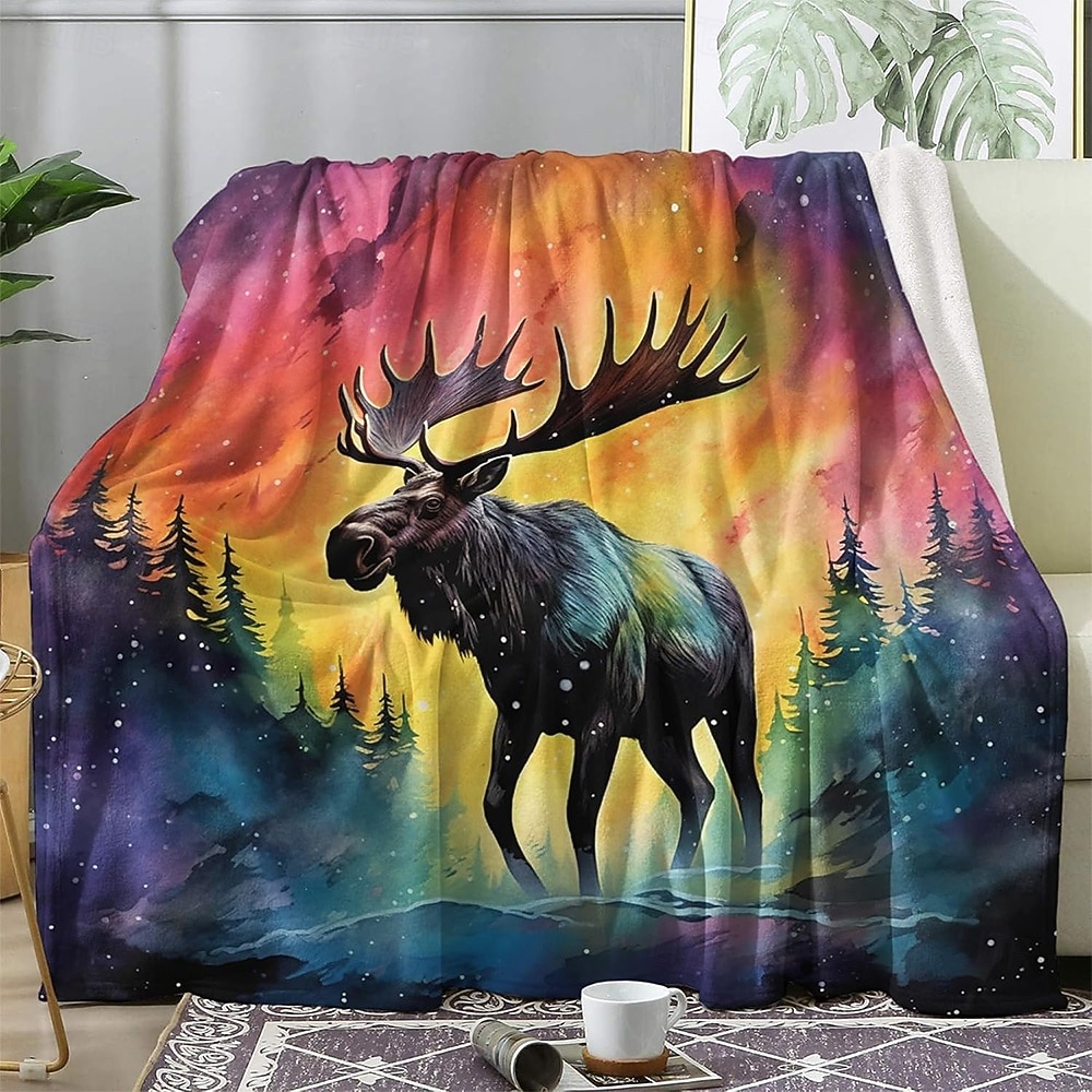 tapet Teppe Fleece-tepper Reinsdyr 3D Fantasi Soverom Sofa Seng Dekorativt teppe Varmt teppe Hjemmedekor 2026 - $24.99 –P4