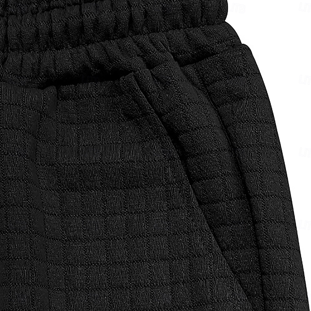 Herren Waffel Shorts Sommershorts Strandshorts Freizeitshorts Kordelzug Elastischer Bund Einfarbig Komfort Knielang Täglich Outdoor Streetwear Urlaub Mode Schwarz Weiß Mikroelastisch 2026 - $18.99 –P3