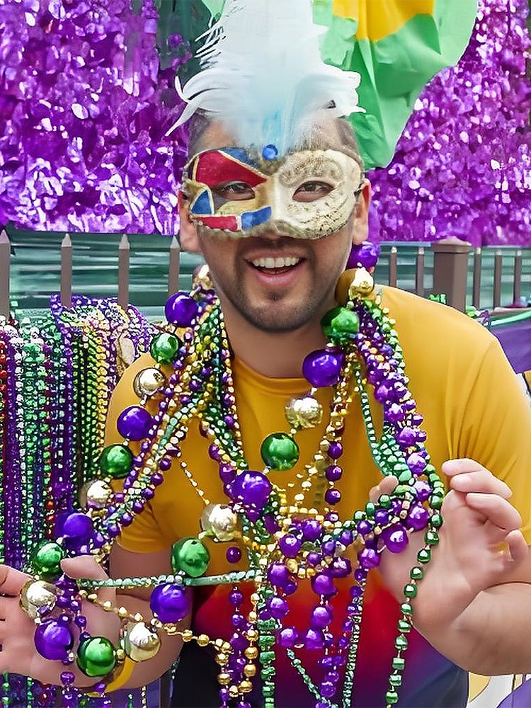 Dámská sada plastových náhrdelníků s korálky na Mardi Gras - barevné zelené fialové a zlaté perfektní pro karnevalové a maškarní párty 2026 - $14.99 –P3