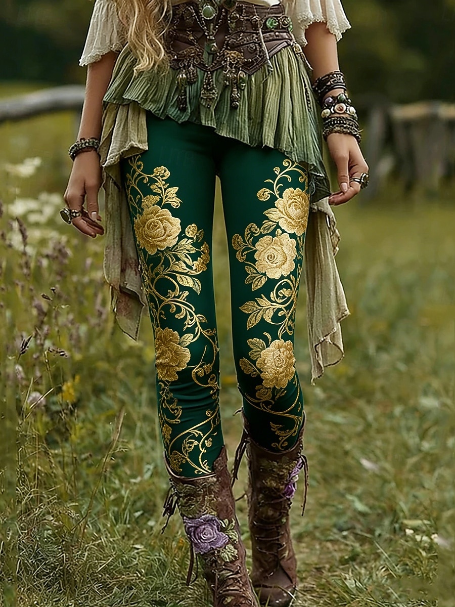 Per donna Leggings Leggings comodi Vacanza Vintage Casual Lunghezza intera Vita Alta Floreale Grafico Stampa Comodità Confortevole Alta elasticità Casuale Quotidiano Vacanza Marrone scuro Marrone del 2026 a $20.99 –P3