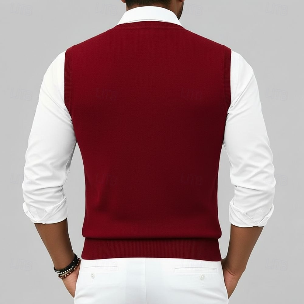 Pull sans manches pour homme en pure laine cachemire de qualité supérieure, col en V, maille classique, doux, chaud et respirant. de 2026 ? $79.99 –P4