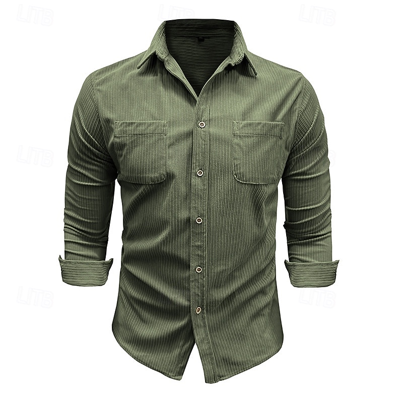 Hombre Camisa Camisa de verano Camisa casual Camisa de playa Camisa de Pana Abotonar la camisa Blanco Manga Larga Color sólido Diseño Casual Diario Bolsillo Ropa Moda Casual Cómodo 2026 - $42.99 –P8