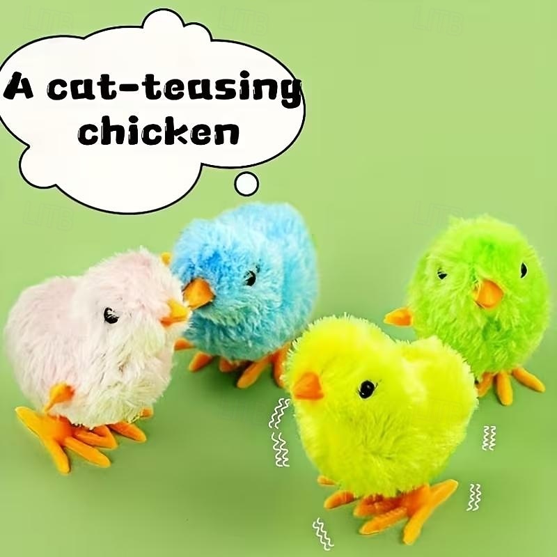 4 pezzi di pulcini pasquali in movimento - pulcini di plastica interattivi che camminano a carica, pulcini realistici per gattini &gatti gatto adatto alle razze &dimensioni del 2026 a $10.99 –P6