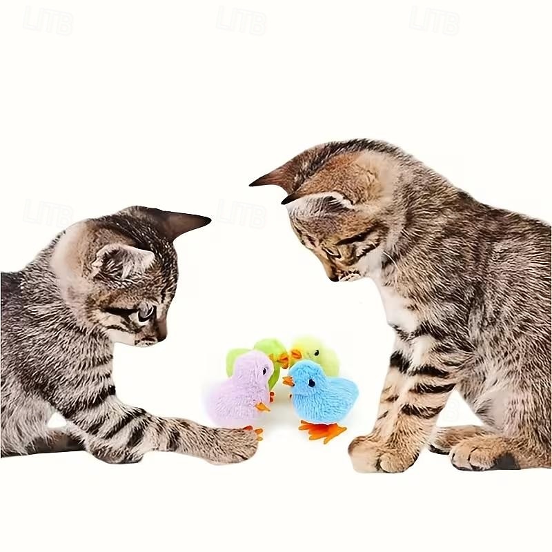 4 pezzi di pulcini pasquali in movimento - pulcini di plastica interattivi che camminano a carica, pulcini realistici per gattini &gatti gatto adatto alle razze &dimensioni del 2026 a $10.99 –P4