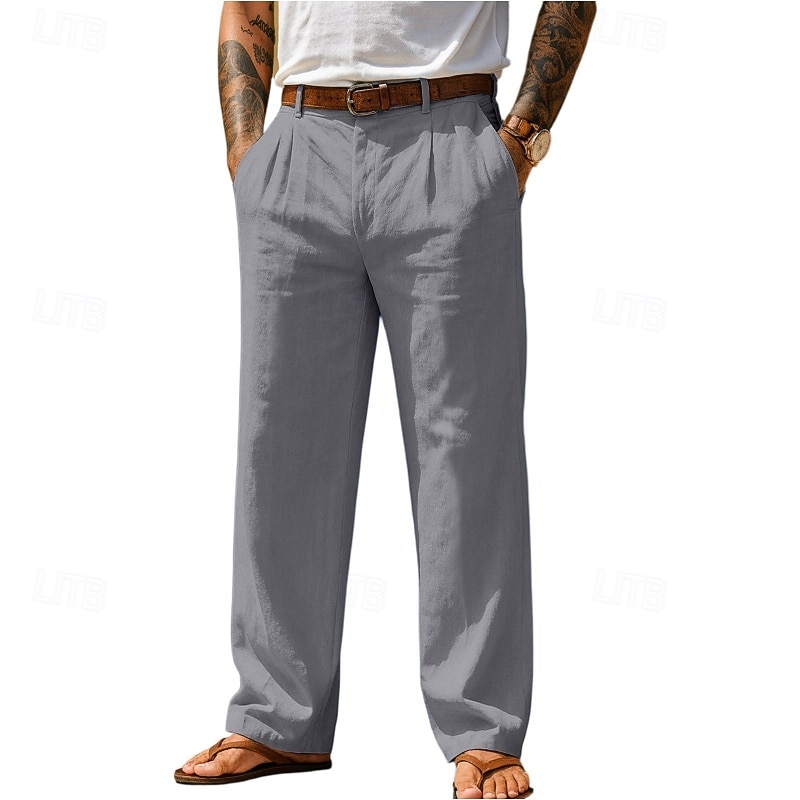 Pánské Bavlněné plátěné kalhoty Kalhoty Letní kalhoty Volné kalhoty Plážové kalhoty Kapsy Pevná barva Pohodlné Prodyšné Denní Venkovní Plážové prázdniny Módní Černá Bílá Neelastické 2026 - $27.99 –P12