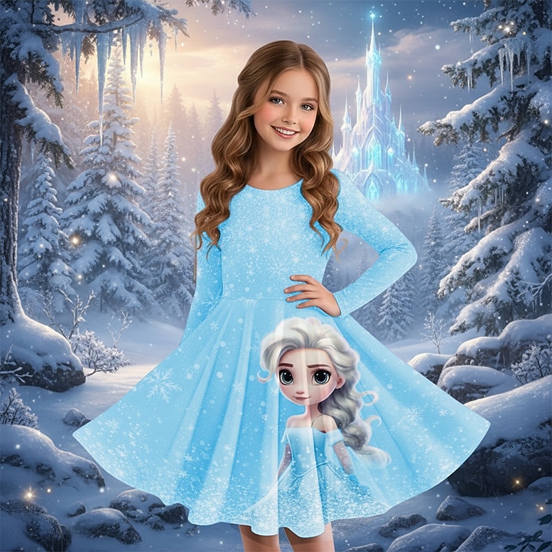 FILLE 3D Graphique Anime Robe manche longue Impression 3D Printemps Automne Performance Vacances Soirée Occasionnel Princesse Beau Enfants 4-12 ans Robe Décontractée Robe trapèze Mi-long Coupe de 2026 ? $18.49 –P7