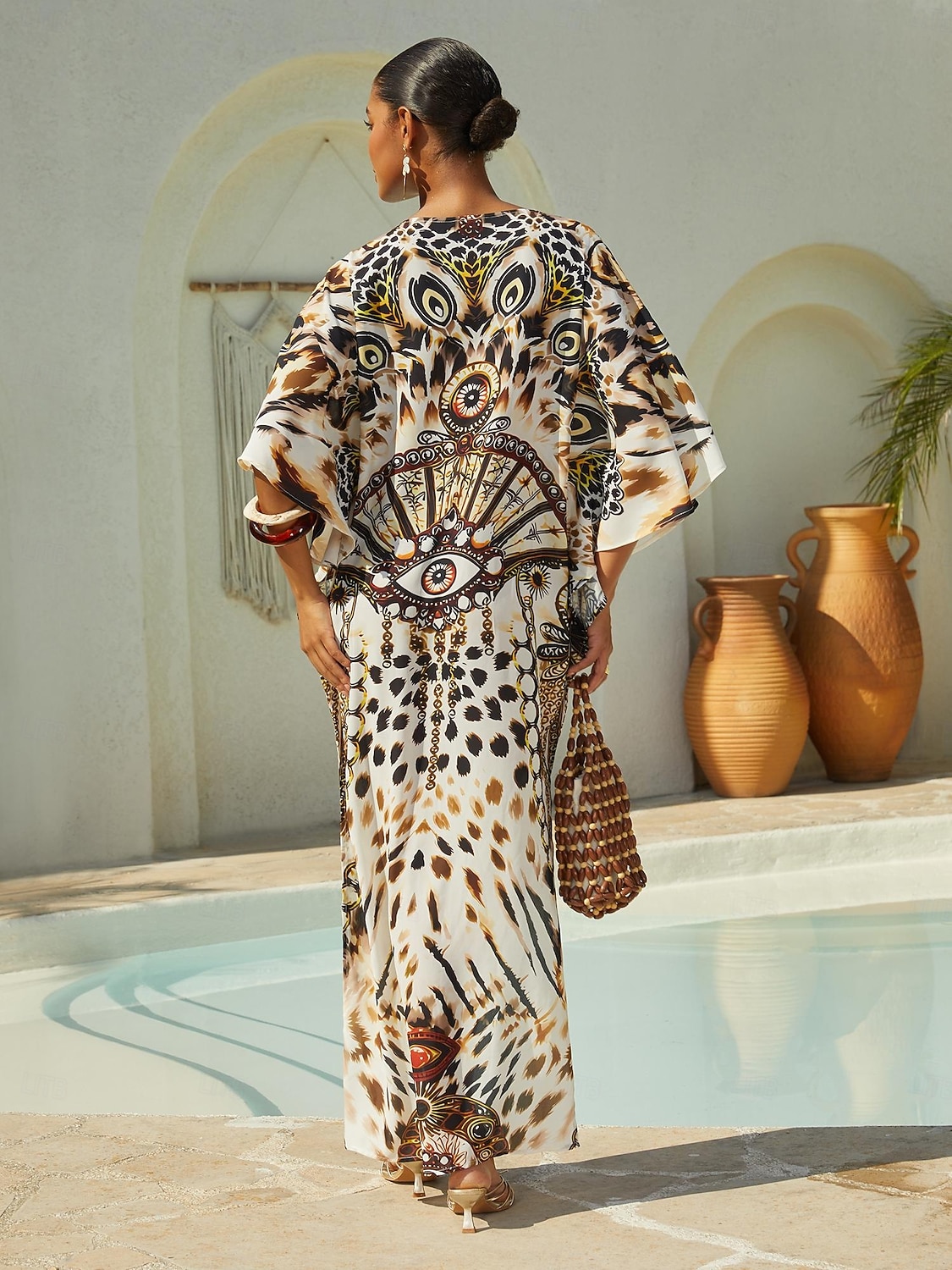 Vestido largo de gasa vaporosa con joyas de leopardo vintage 2026 - $91.99 –P3