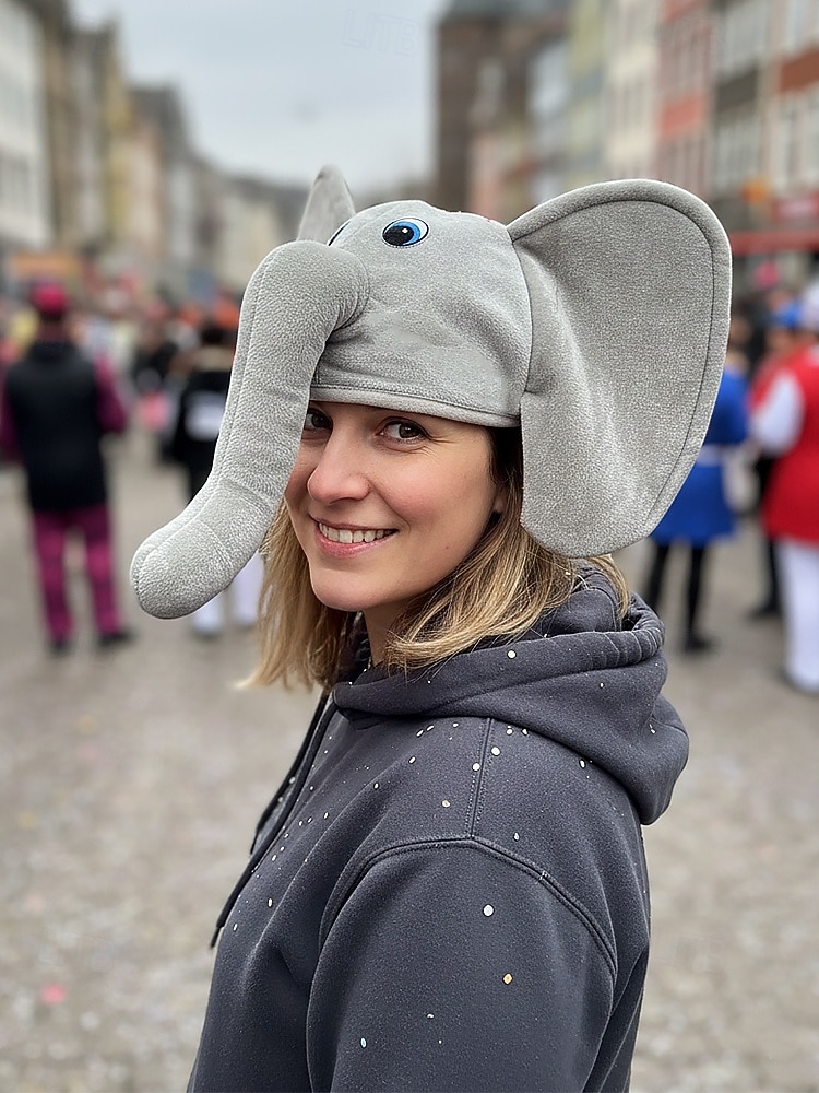 Unisex Polyester Elephant Mardi Gras Hat, Fun and Soft, Perfect for Carnival & Masquerade Balls, Cute Animal-Themed Accessory 2026 - $18.99 –P4