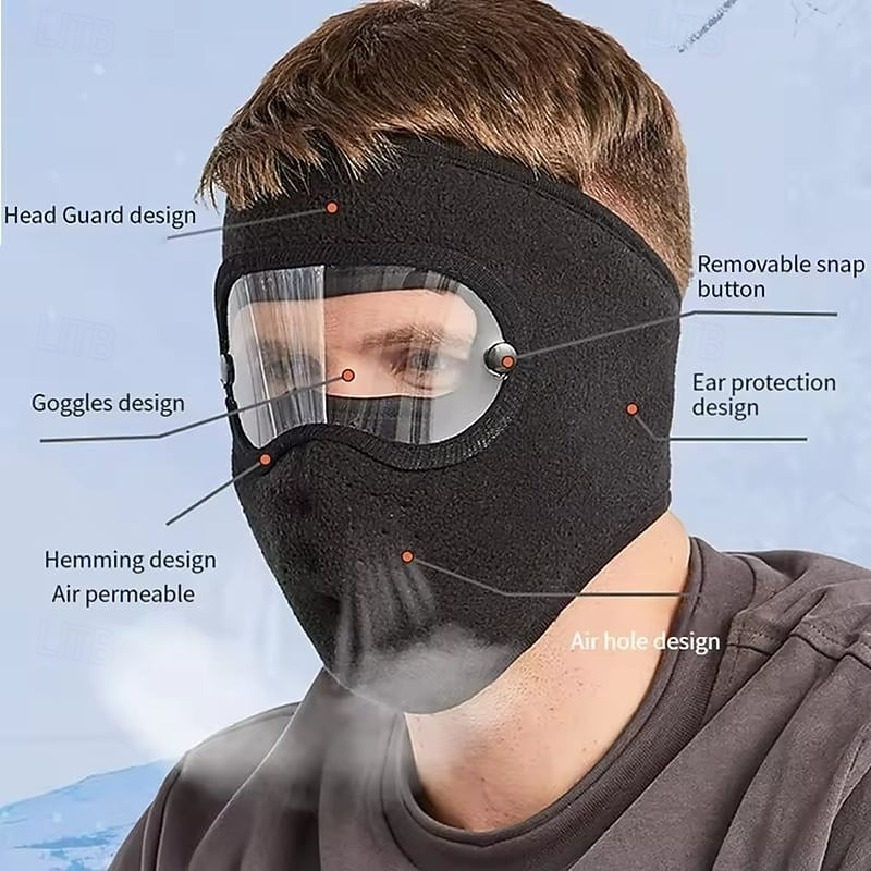Masque d'hiver chaud en polaire, coupe-vent, unisexe, avec protection des oreilles et visière intégrale, cagoule coupe-vent pour la moto et le ski de 2026 ? $15.99 –P2