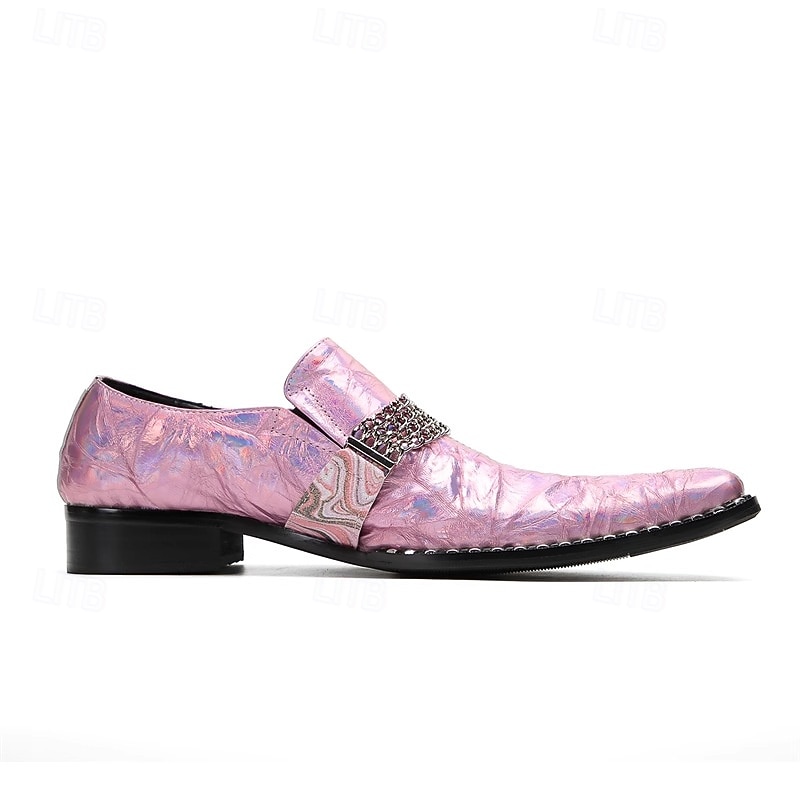 scarpe slip-on da uomo in pelle viola iridescente con dettaglio a catena, scarpe da sposa formali uniche per lo sposo, testimoni dello sposo e feste di matrimonio, calzature eleganti per uno stile da sposa audace del 2026 a $109.99 –P4