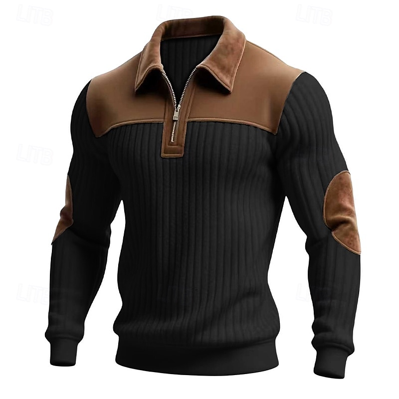 Per uomo Maglia Felpa con cappuccio Felpa con zip corta Maglia a coste Aalbicocca Nero Bianco Verde militare Colletto Mao Semplice Patchwork Testurizzato Casuale Quotidiano Sport & Outdoor Vintage del 2026 a $39.99 –P2