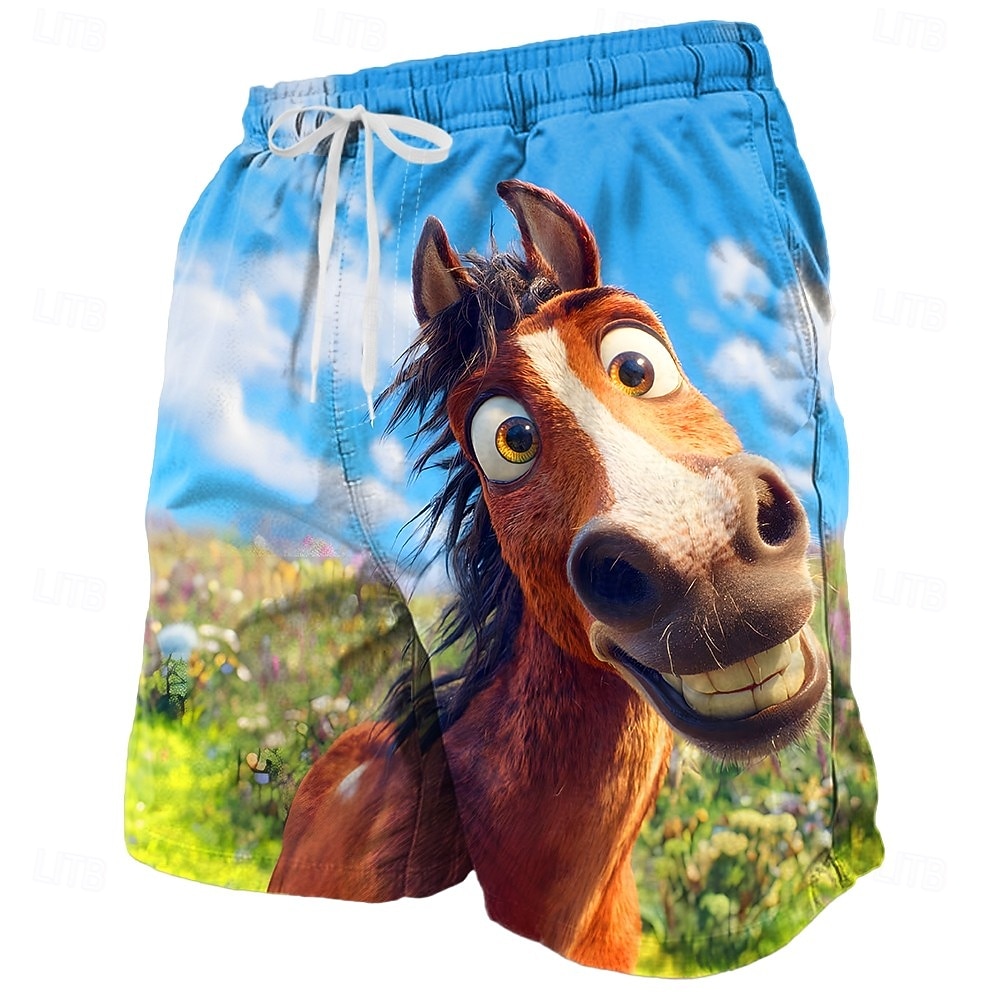Herren Cartoon Zebra Esel Badehosen Badeshorts Boardshorts Mittlere Taille Lustig Hawaiianisch Strandurlaub Seitentaschen Netzfutter Elastischer Kordelzug in der Taille Designer Bekleidung 2026 - $20.99 –P1