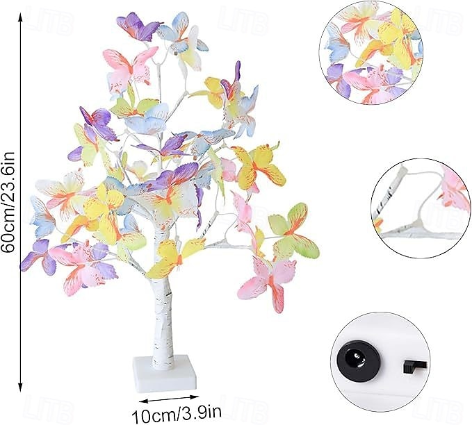 Simulated Butterfly LED Birch Tree Light 60cm-24LEDs AAA Battery USB Dual purpose Indoor Spring and Summer Bedroom Bedhead Living Room Dining Room Party Wedding Atmosphere Decoration Ornament Lights 2026 - $23.99 –P1