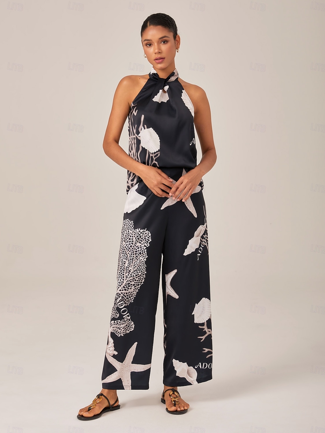Mujer Escote Cruzado Elegante Vacaciones Casual Perneras anchas Sin Mangas Negro S M L Verano Primavera 2026 - $102.99 –P5