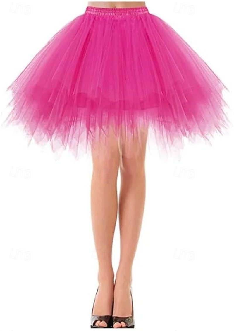 Fancy kostuum Tule rok Tutu-rok Jaren '50 Jaren '80 Meerlaags Gezwollen Neon Volwassenen Dames Halloween Carnaval Feest Prestatie Dansballet Aankleden 2026 - $27.99 –P4