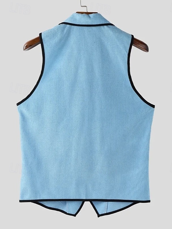 Hombre Camiseta sin mangas Camisa de Pana Camisa sin mangas Sin Mangas Cuello Barco Verano Primavera Bloque de color Tira de pozo Moda Design Músculo Botón frontal Exterior Noche Blanco Camiseta 2026 - $26.99 –P3