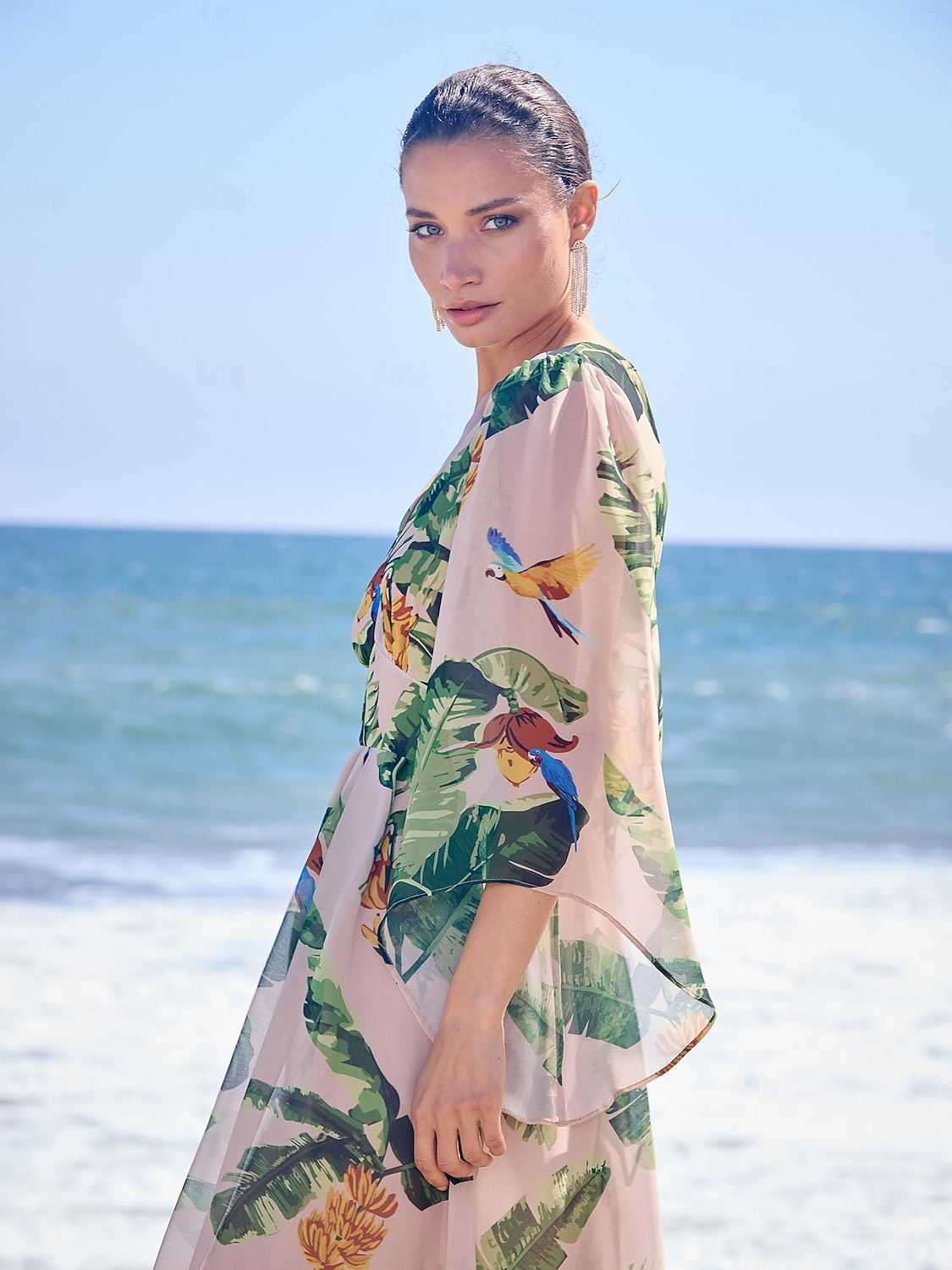 2026年 シフォンボタニカルプリントのゆったりとしたマキシドレス、バケーション  コレクション – $22.49 –P7