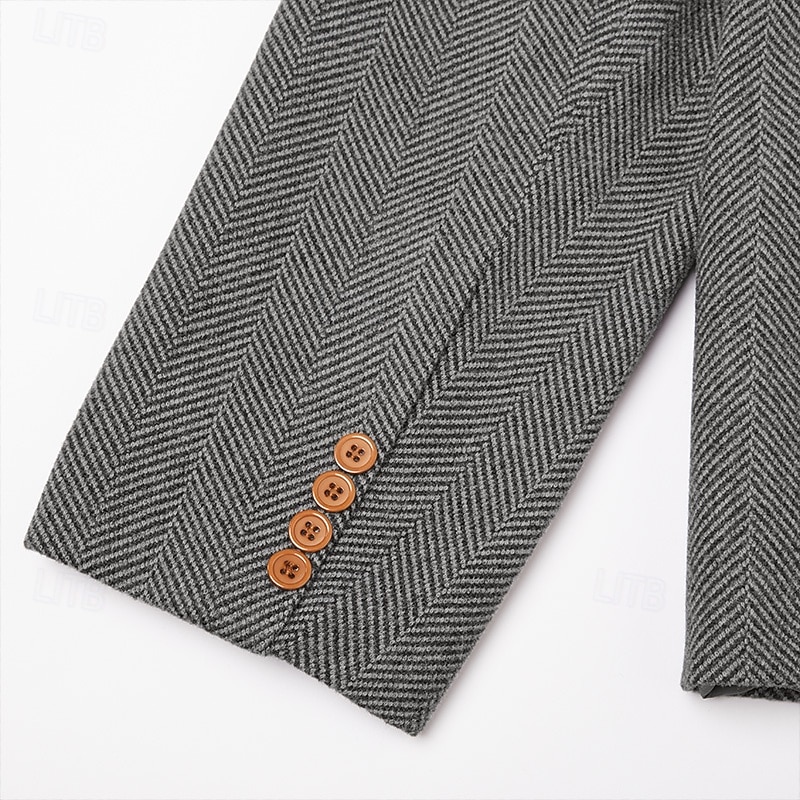 Blazer da uomo in tweed a spina di pesce – giacca sportiva slim fit vintage, monopetto a 2 bottoni, business casual, autunno inverno, disponibile in marrone, blu, grigio del 2026 a $79.99 –P20