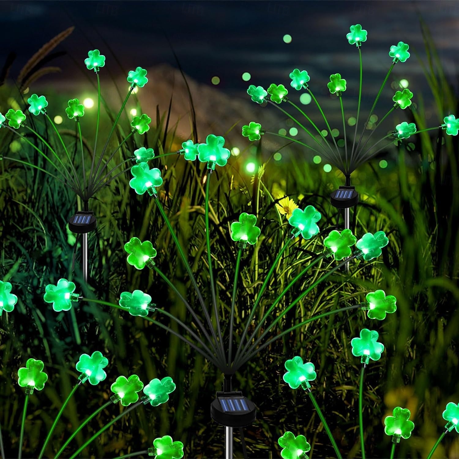 2 stuks buitenverlichting op zonne-energie met 8 klavertjes vier, St. Patrick's Day-thema, 76 cm hoog, geschikt voor tuin, gazon, tuinpad, feestdecoratie en een feestelijke sfeer. 2026 - $19.99 –P5