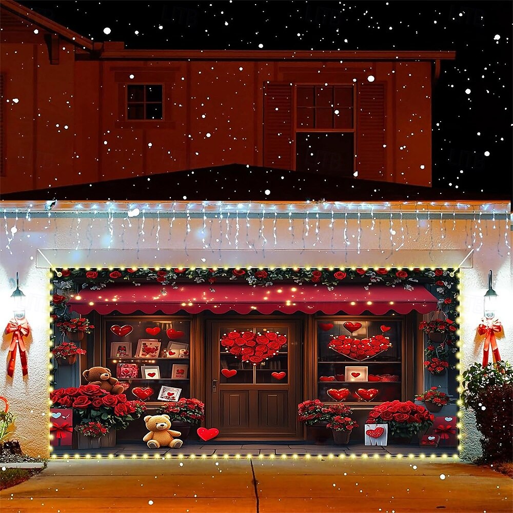 Valentýn gobelín Kryt garážových vrat Velký závěsný láska Srdce Roztomilý 3D Večírek Outdoor Dovolená Střelecké pozadí Yard Bytové dekorace 2026 - $38.99 –P5