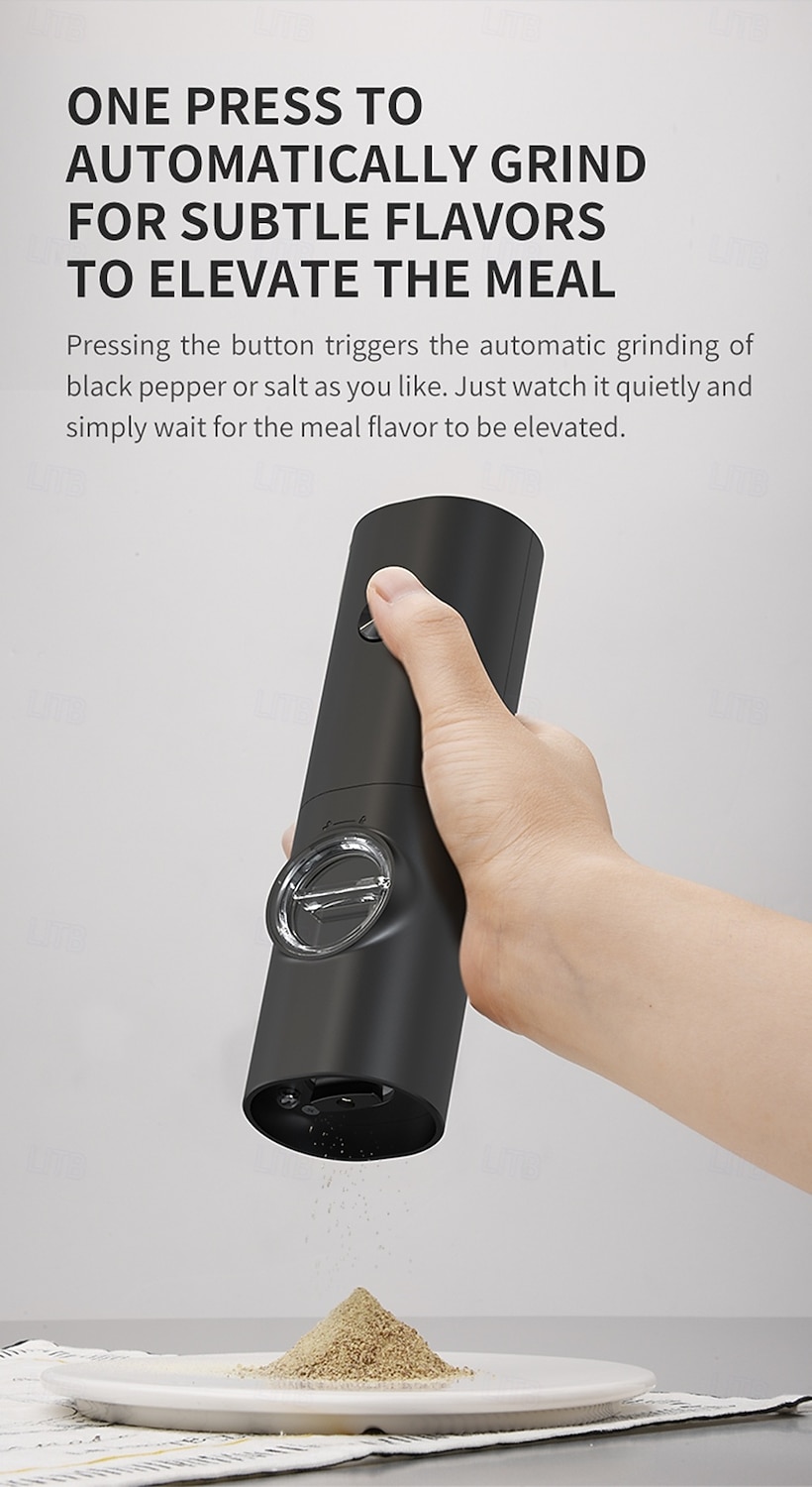 Electric Salt and Pepper Grinder Battery Powered for Convenience (batteries Not Included) Two-pack with Base Practical White LED Light Adjustable Coarseness One-button Operation Stylish Black Fi 2026 - $42.99 –P3