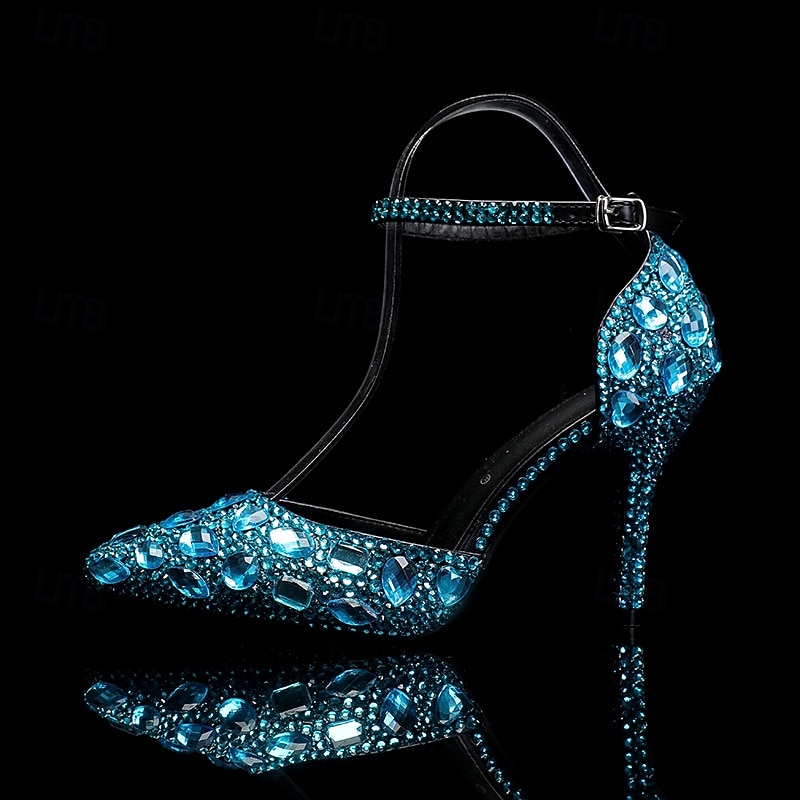 Damen Cocktail Club Party Strass Kristall Schnalle Stiletto Spitze Zehe Mode Niedlich luxuriös PU Schnalle Silber Rot orange Schwarz und Violett 2026 - $99.99 –P4