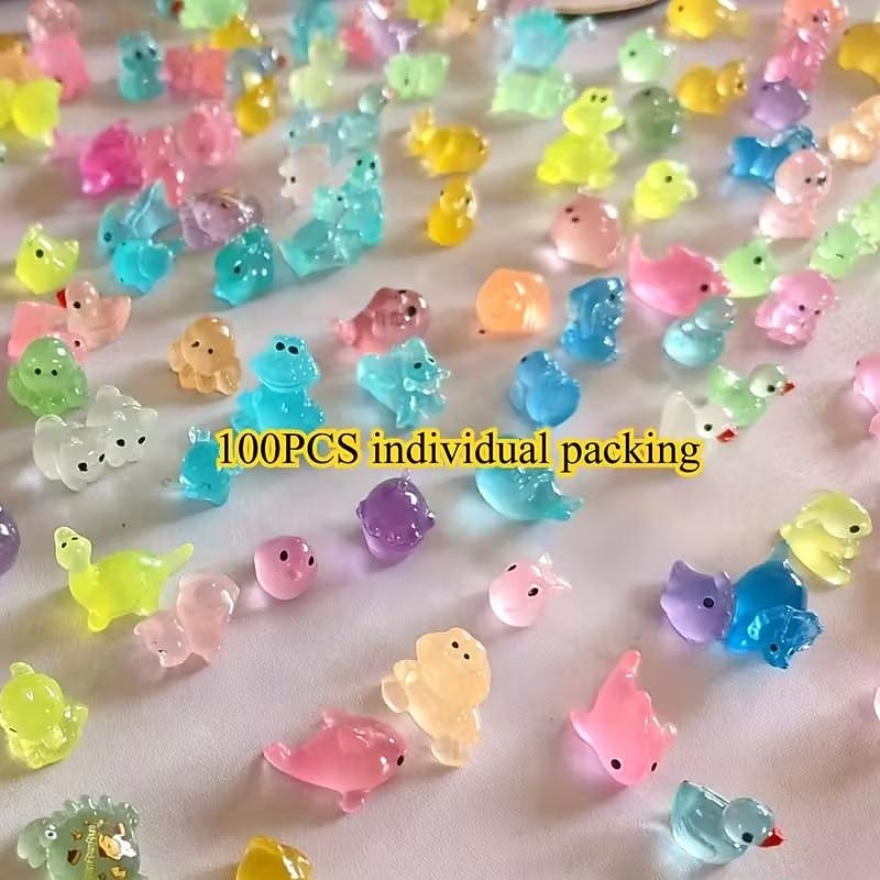 100 stk håndlagde gjennomsiktige harpiksdyranheng til påskeeggfyll, enhjørning, kanin, hai, elefant og mer, fargerike minifigurer til festgaver, høytidsdekorasjoner, samleobjekt til hjemmet 2026 - $16.99 –P8