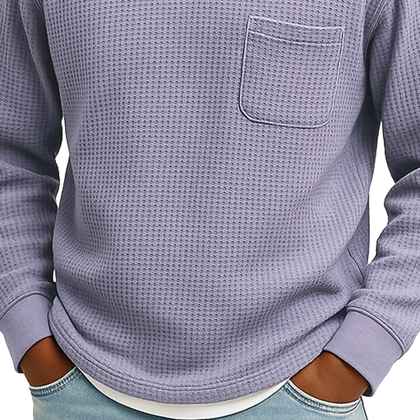 Per uomo Maglietta Waffle Maglietta Maglia Henley a nido d'ape Manica Lunga Girocollo Autunno & Inverno Tutte le stagioni Tinta unica Testurizzato Tradizionale / Vintage Casual Tasca Casuale Casa del 2026 a $24.99 –P3