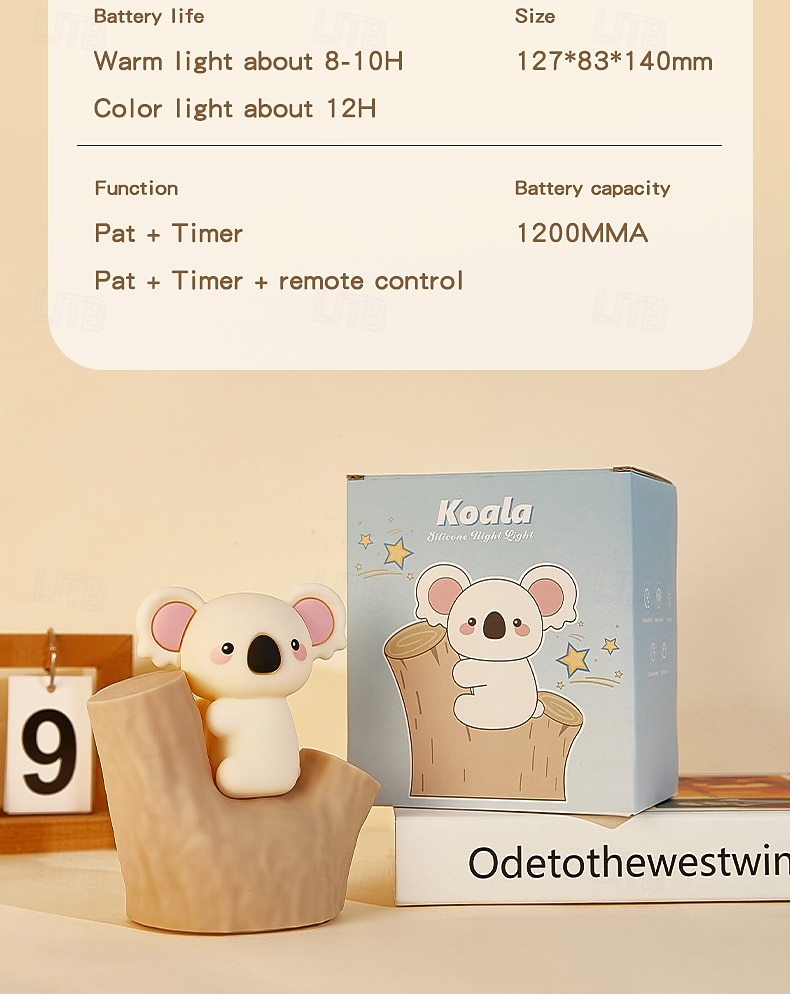 7-Color Gradient Koala Soft Silicone Patting Light Usb Charging Nightlight Timer Christmas New Year Festival Birthday Gift Bedroom Atmosphere Light 2026 - $23.99 –P18