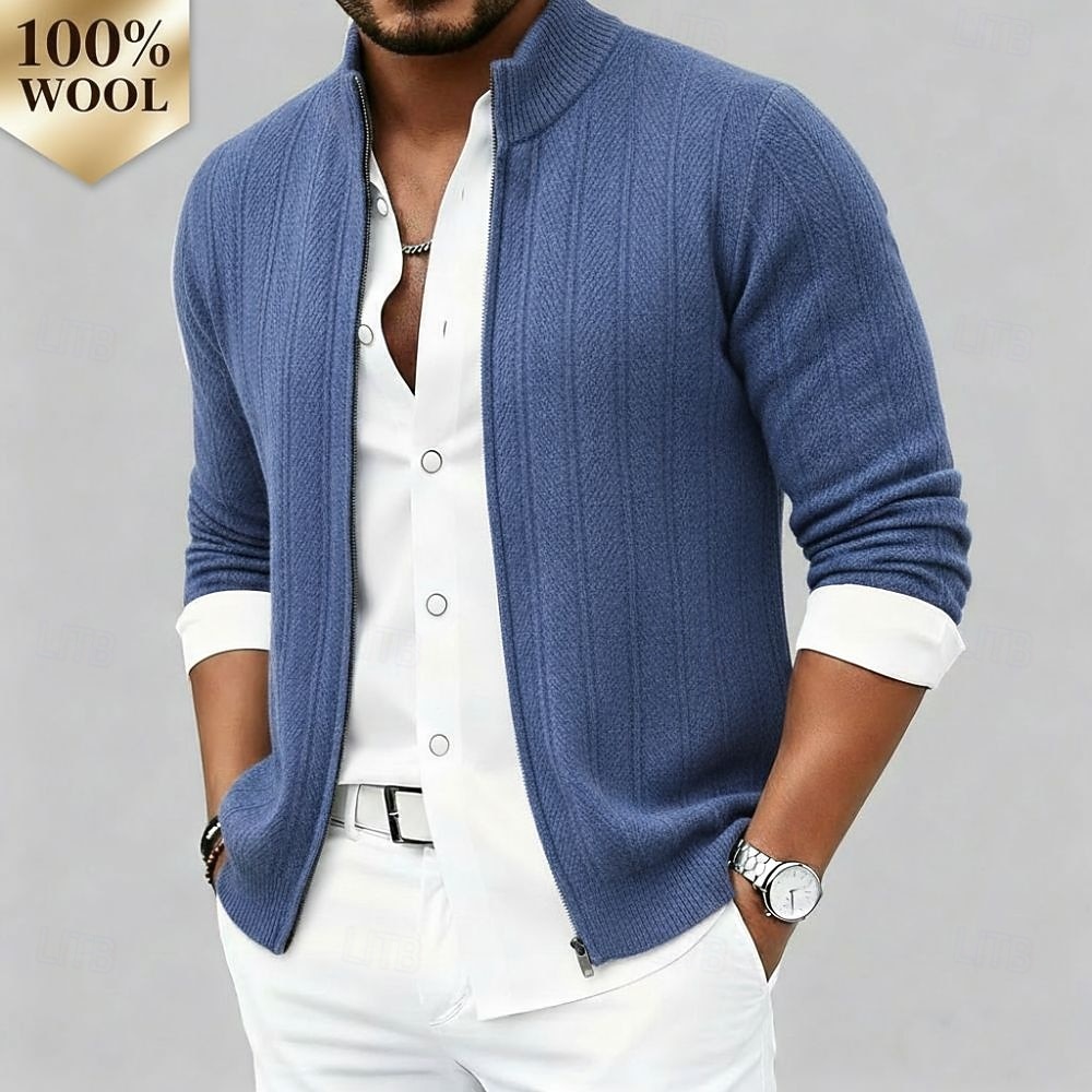 Men's Premium Pure Wool Cashmere Cardigan Sweater Classic Knit Zip Up Soft Warm Breathable 2026 - $126.99 –P1