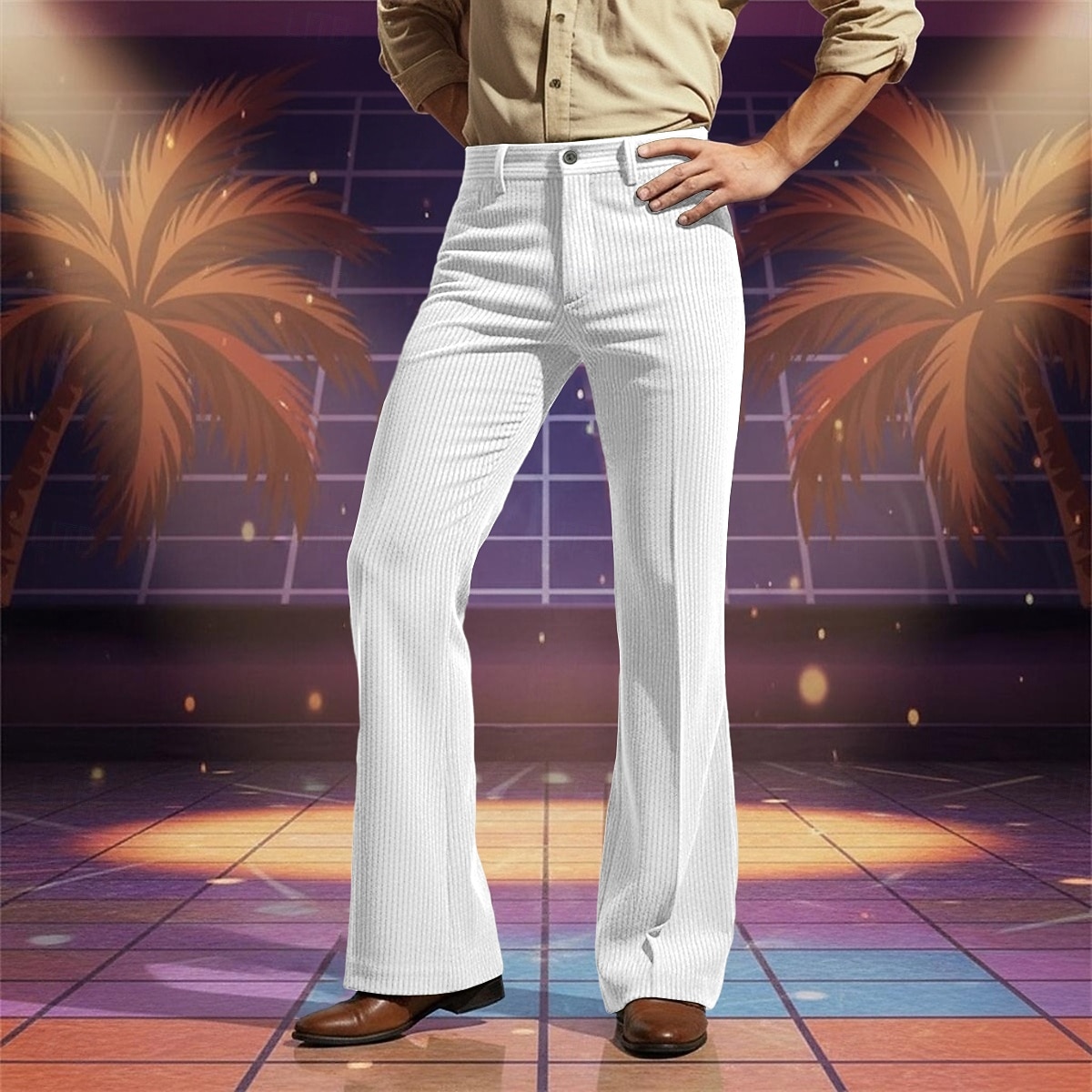 Ανδρικά Παντελόνια Παντελόνι επίσημο Κοτλέ παντελόνι Πάτος καμπάνας Φουντωμένο παντελόνι Τσέπη Σκέτο Άνεση Πλήρες μήκος Καθημερινά Επιχείρηση Αργίες Διακοπές Μοντέρνα Λευκό Καφέ Μικροελαστικό 2026 - $13.49 –P2