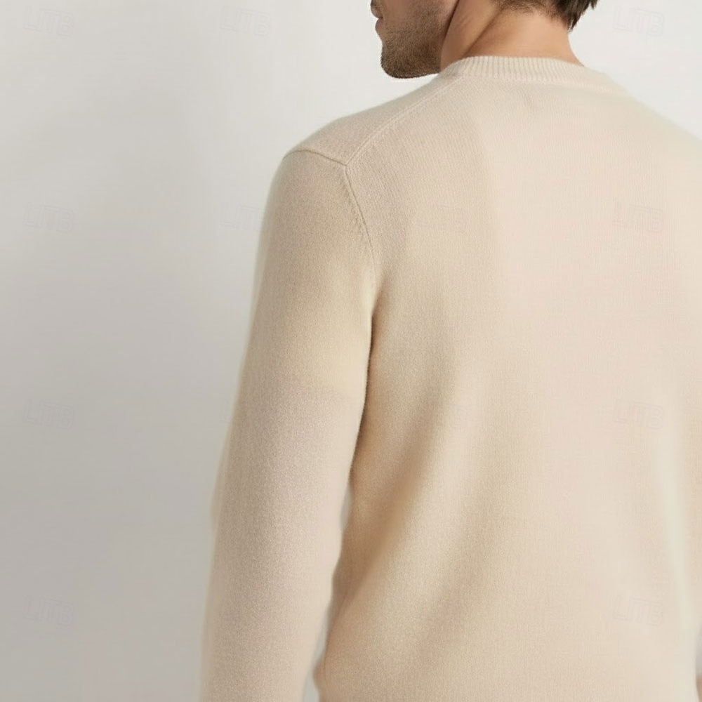 Hochwertiger Herrenpullover aus reiner Wolle und Kaschmir mit Rundhalsausschnitt, klassischer Strickpullover, weich, warm und atmungsaktiv. 2026 - $94.99 –P9