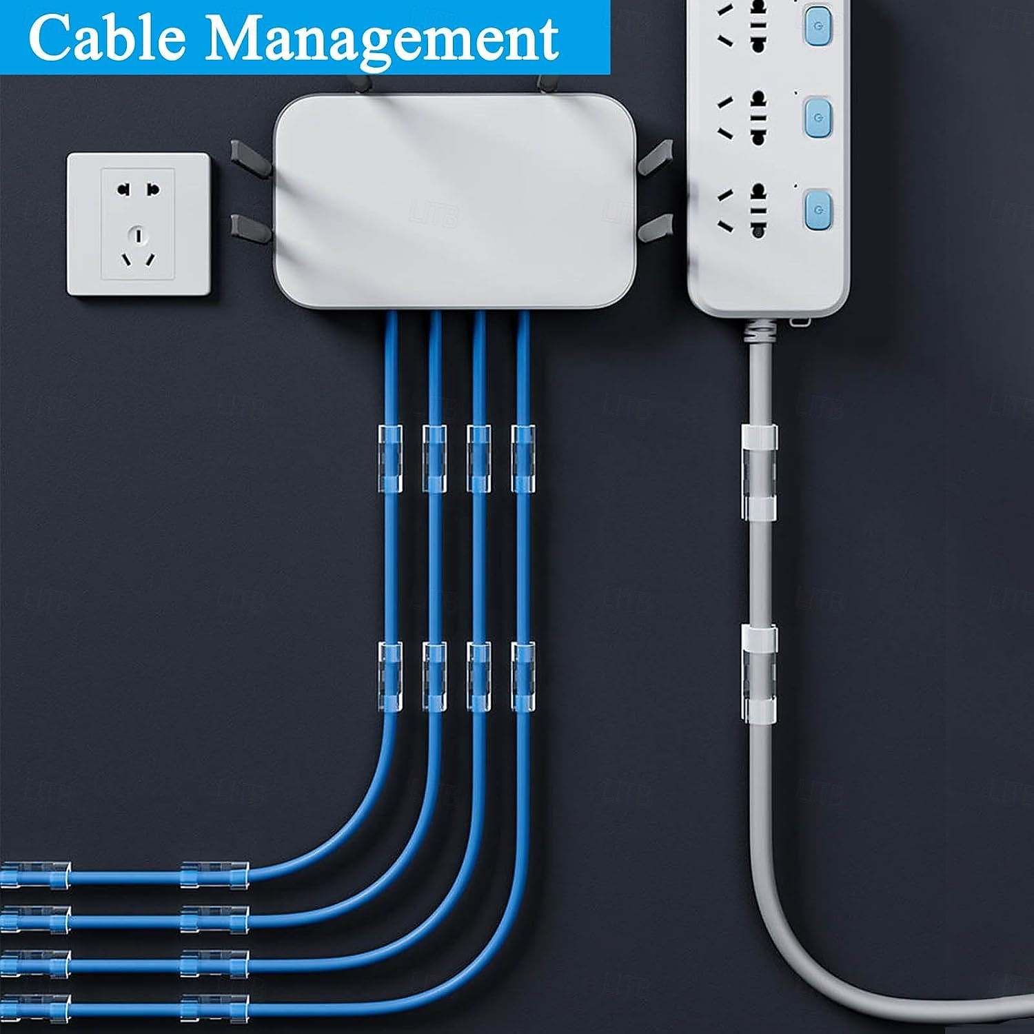 80 clips de câble (petits) &(grand format), serre-câbles adhésifs de finition pour fixation murale (TV, PC, ordinateur portable), clips de gestion de câbles, clips pour éclairage extérieur de 2026 ? $15.99 –P7