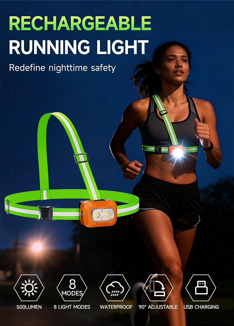 Gilet LED Réfléchissant Zacro – 11 Modes, Autonome 21h, étanche, Pour Course, Vélo Et Randonnée Nocturne