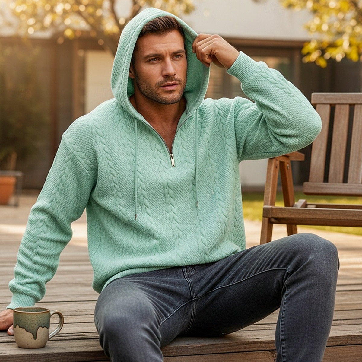 Ανδρικά Ζακάρ Φούτερ πουλόβερ με κουκούλα και πουλόβερ Κουκούλα με φερμουάρ Quarter Σομόν Μαύρο Λευκό Πράσινο Ανοικτό Κρασί Με Κουκούλα Σκέτο Κουμπώσου Με Υφή Causal Καθημερινά Αθλήματα & Ύπαιθρος 2026 - $19.99 –P1