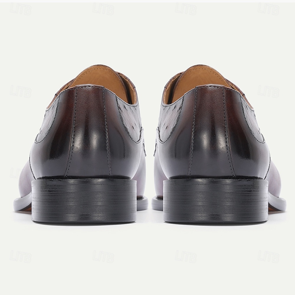 Men's Tan Leather Brogue Lace-Up Shoes, Classic Wedding Shoes for Groom and Groomsmen, Ideal for Formal Weddings and Semi-Formal Wedding Occasions 2026 - $84.99 –P8