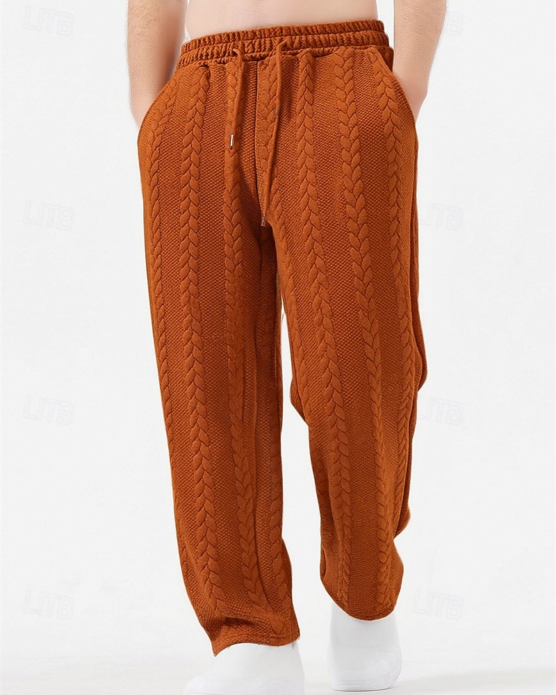 Voor heren Joggingbroeken Broek Joggingbroek met rechte pijpen Jacquard Trekkoord Zak Effen Comfort Zacht Casual Dagelijks Buiten Vakantie Modieus Zwart Oranje Micro-elastisch 2026 - $24.99 –P1