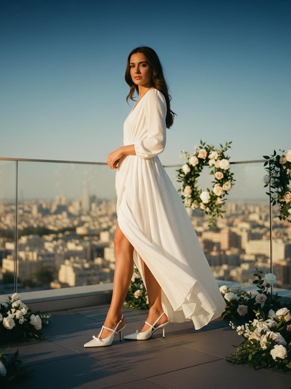 Sapato feminino branco de salto alto com bico fino e tira em T com laço – elegante sapato de noiva para casamento na cidade. &cerimônias religiosas, perfeitas para noivas e convidados de casamento de 2026 por $59.99 –P1