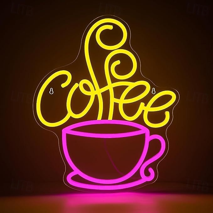 Enseigne lumineuse LED néon café, dimmable, alimentée par USB, colorée, pour intérieur chambre, restaurant, café, mur, créative, en forme d'alphabet, décorative. de 2026 ? $28.99 –P8