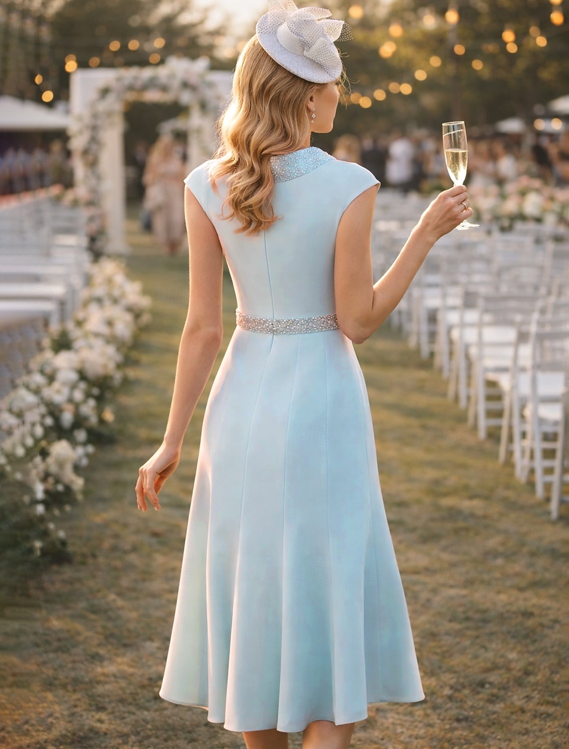 Two Piece Mermaid Trumpet Knee Length Wedding Guest Dress Mother of the Bride  Dress Sleeveless Jewel Neck Elegant Wedding Guest Wedding Party Church  Stretch Chiffon Short Jacket Dresses with Beading 2026 - $172.99
